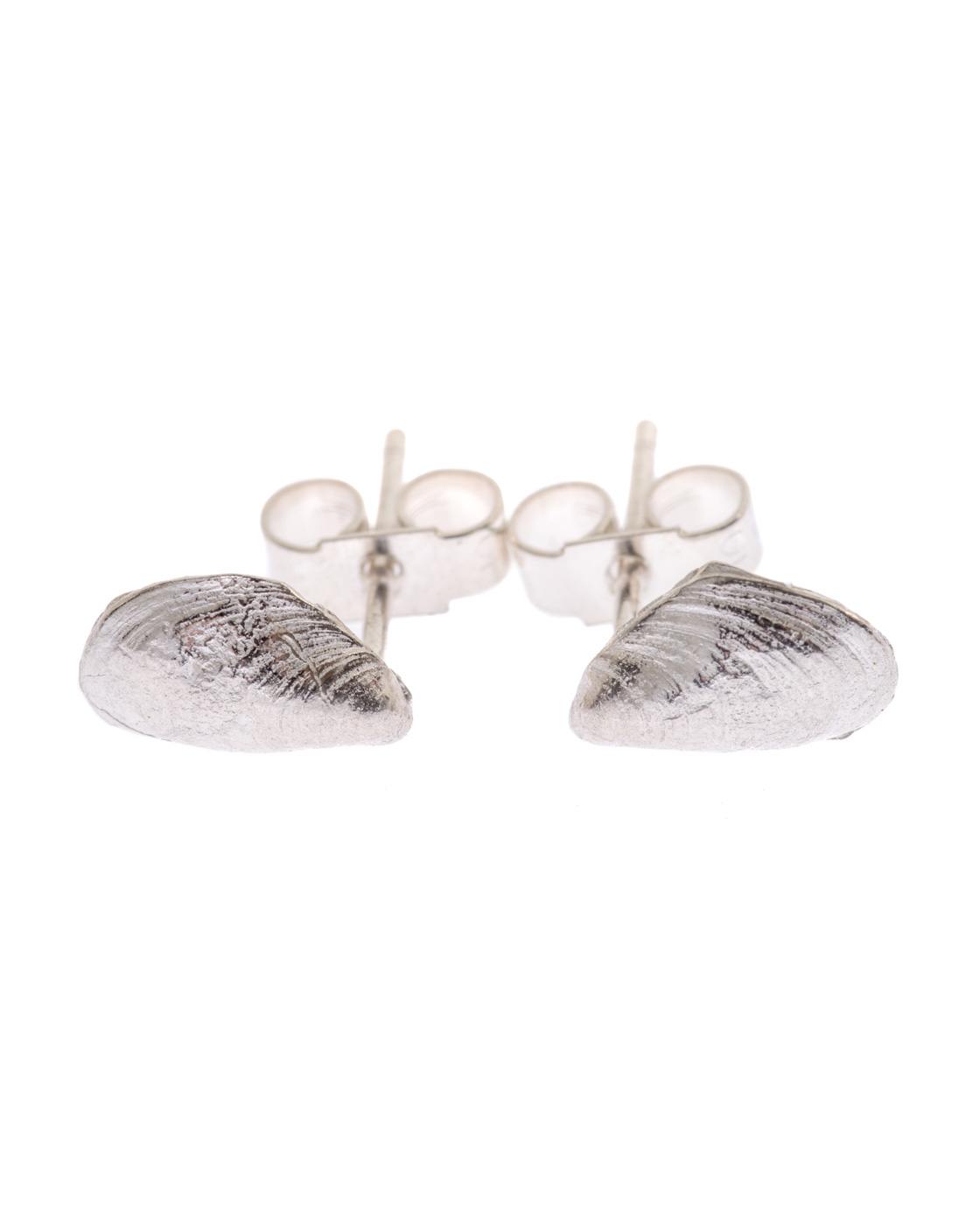 Sterling Silver Small Mussel Stud Earrings